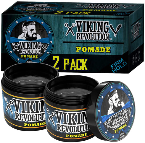 Viking Revolution Pomade for Men, 4oz, Firm Strong Hold & High Shine, Water Based, Easy to Wash Out (2 Pack)