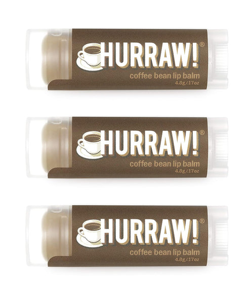 Hurraw! Coffee Bean Lip Balm - 3 Pack - Organic, Certified Vegan, Cruelty Free, Gluten Free - Made in USA