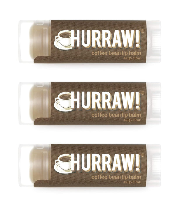 Hurraw! Coffee Bean Lip Balm - 3 Pack - Organic, Certified Vegan, Cruelty Free, Gluten Free - Made in USA