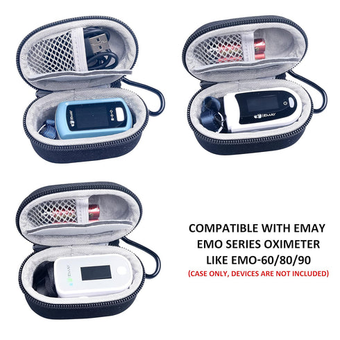 Hard Case for EMAY Oximeters | Compatible with EMO-60, EMO-80, EMO-90 | Protective and Carrying Case for EMAY Bluetooth Pulse Oximeters