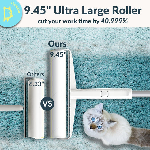 Large Lint Roller - 9.45 in Giant Roller with 360 Sheets, Telescopic Pole for Easy Cleaning of Floors and Clothing