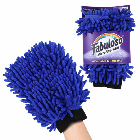 Fabuloso Microfiber Cleaning Mitt, 3 Pack Blue, Lint-Free Scratch-Free Glove for Surfaces and Furniture