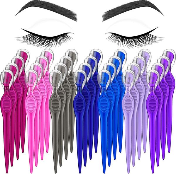 Mudder 28 Pcs Eyebrow Razor Knife Shaver Trimmer, Assorted Colors, Multipurpose Facial Hair Removal Tool for Women