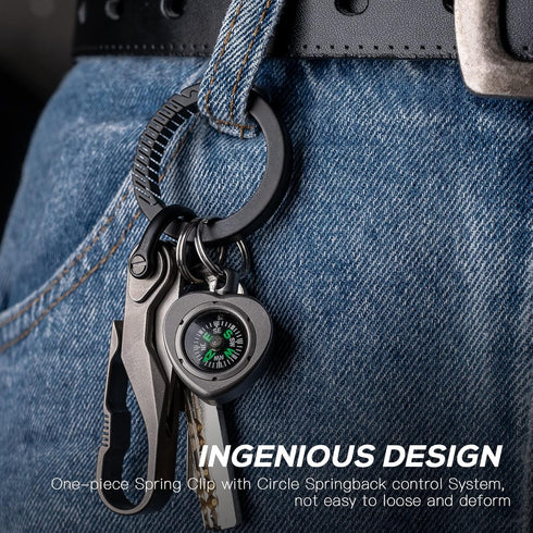 TISUR Keychain Pill Holder with Titanium Round Carabiner Clip