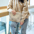 Makeup Bag For Women - Corduroy Cosmetic Bags Aesthetic Design Ladies Tote Bag,Women's Pencil Case,Cute Smiley Face Makeup Organizer with Zipper (Beige)