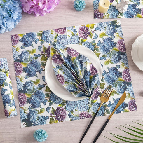 Homlouue 100PCS Watercolor Hydrangea Floral Napkins, 3 Ply Disposable Guest Towels for Spring Summer Fall
