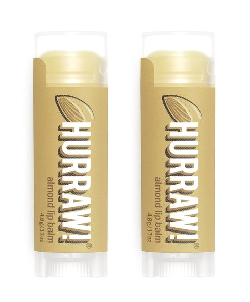 Hurraw! Almond Lip Balm, 2 Pack - Organic, Certified Vegan, Cruelty-Free, Non-GMO, 100% Natural Ingredients
