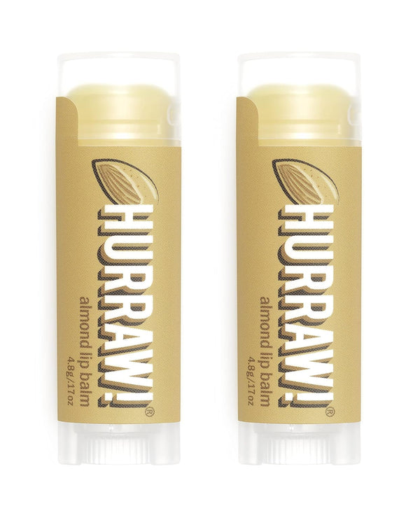 Hurraw! Almond Lip Balm, 2 Pack - Organic, Certified Vegan, Cruelty-Free, Non-GMO, 100% Natural Ingredients