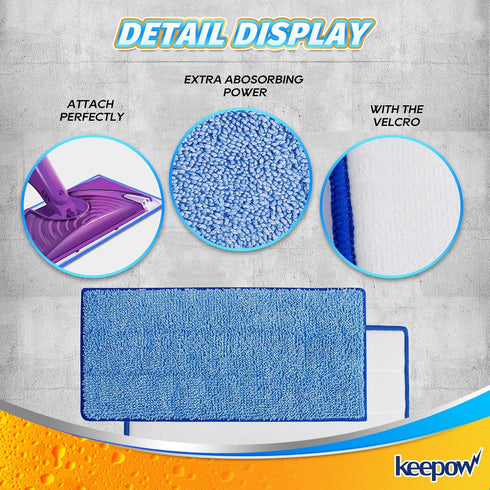 Reusable Mop Pads Compatible with Swiffer Wet Jet, 5 Pack Microfiber Replacement Pads for Hardwood Floor