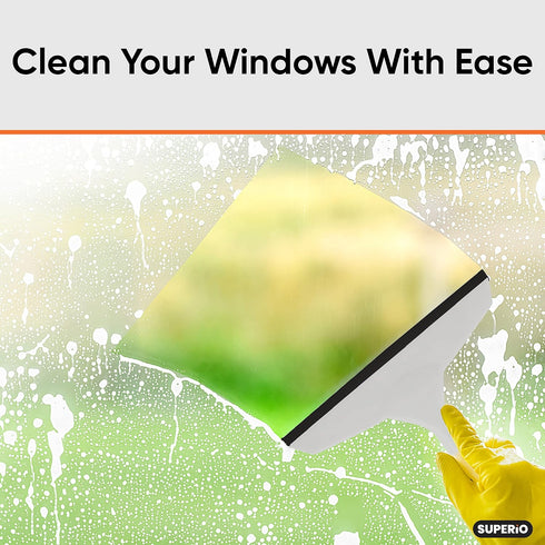 Superio Rubber Squeegee, Streak Free All Purpose Window Squeegee with Comfort Grip Handle and Hanging Hook (Grey, 6