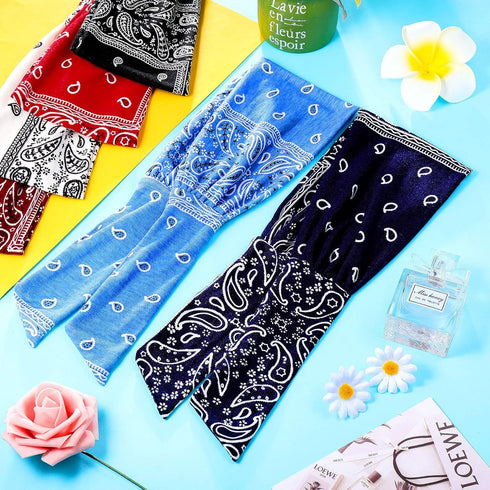 WILLBOND 6 Pieces Tie Headband for Women, Adjustable Knotted African Headbands, Non-Slip Floral Hair Bands