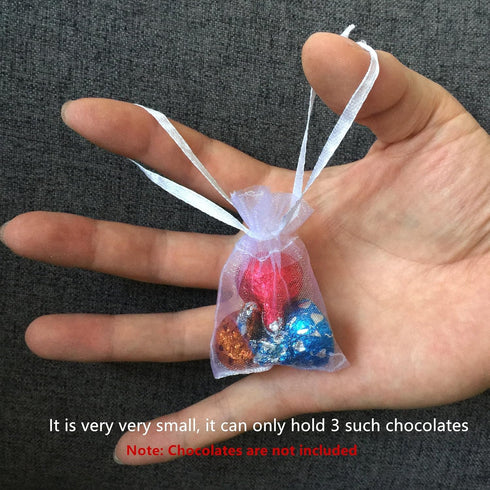 ATCG 100pcs Mini Organza Bags with Drawstring for Jewelry Pieces, Wedding Favors, White
