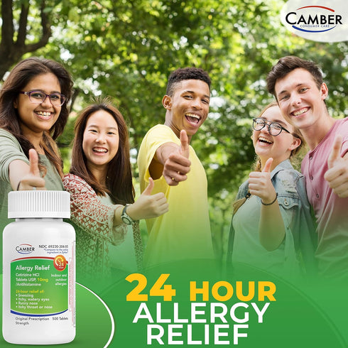 CAMBER PHARMACEUTICALS, INC Cetirizine HCI 10mg Tablets, 24-Hour Allergy Relief, 500 Count