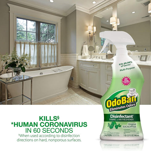 Set 3 32 OdoBan Ready-to-Use Disinfectant and Odor Eliminator, of Spray Bottles, Ounces Each, Original Eucalyptus Scent