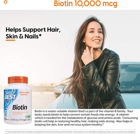 Doctor's Best Biotin to Support Hair, Skin, Nails | 120 Count
