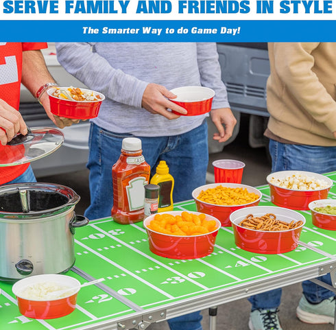 GoBig Red Party Cup Bowls - Large Disposable Plastic Bowls, 22 oz or 60 oz