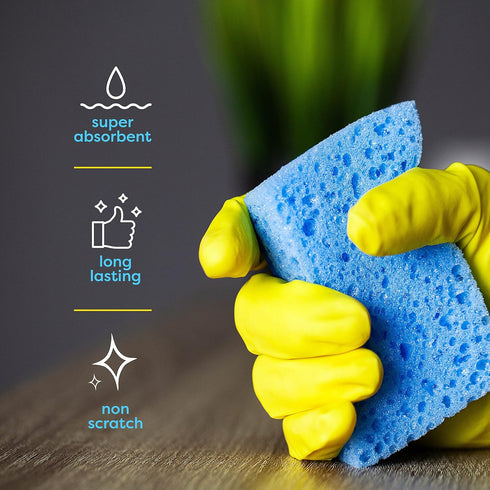 SCRUBIT 48 Pack Kitchen Sponges, Blue Dish Sponge for Washing Dishes, Bulk Cleaning Sponges Kitchen