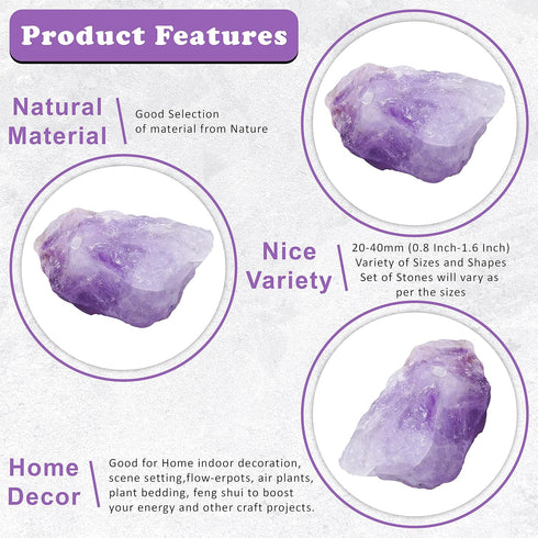 Crocon 1LB Amethyst Rough Bulk Natural Stone, Raw Gemstone for Tumbling, Cabbing, Polishing, Reiki Healing