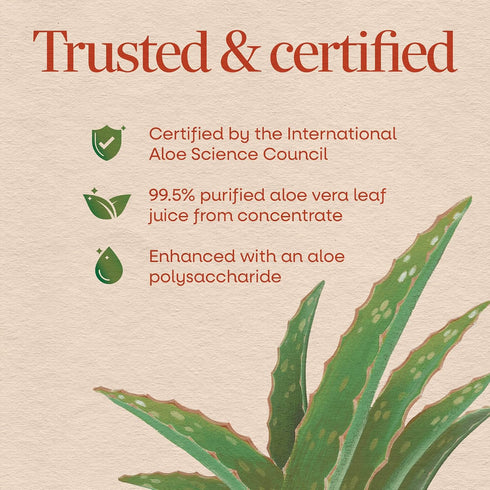 Nature's Way 99.5% 33.8 Oz Aloe Vera Leaf Juice with Polymax+, Purified Aloe Vera Leaf Juice from Concentrate