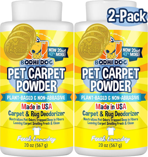 Bodhi Dog Odor Neutralizing Carpet Powder, 20oz 2 Packs | Plant-Based Formula for Carpets & Rooms, Fresh Laundry Scent