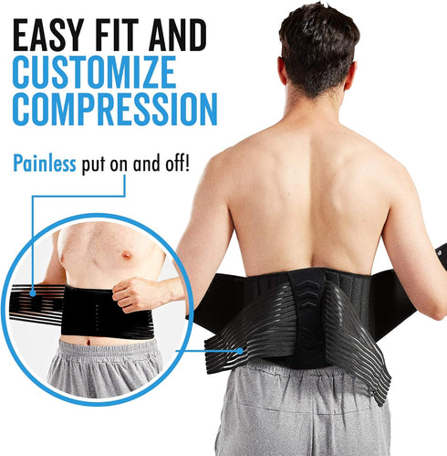 Lumbar Support Back Brace for Men and Women, Plus Size 50" - 70"