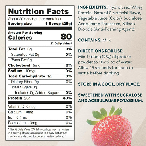 Myprotein Clear Whey Isolate Protein Powder - 1.1 Lb (20 Servings) Strawberry, 20g Protein per Serving