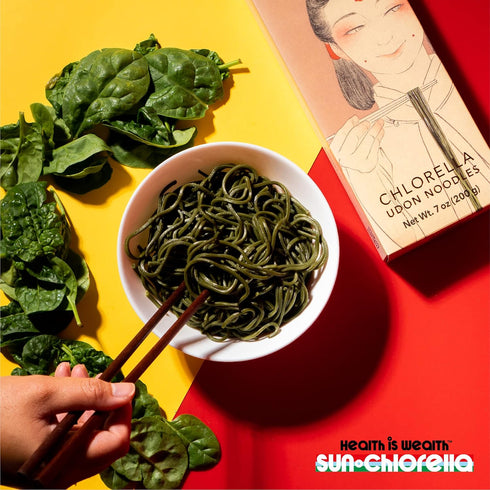 Sun Chlorella Japanese Udon Noodles, Instant Healthy Boost for Soup, Pasta, Vegan, Vegetarian, 7 oz (4 Servings)