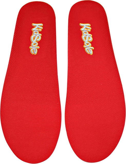 Red Orthotic Sports Insole by KidSole, Lightweight & Sturdy for Active Children, US Kids Sizes 7-8.5