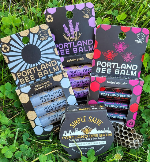 Portland Bee Balm Solar Eclipse - All Natural Handmade Beeswax Based SPF 15 Lip Balm, 3 Count