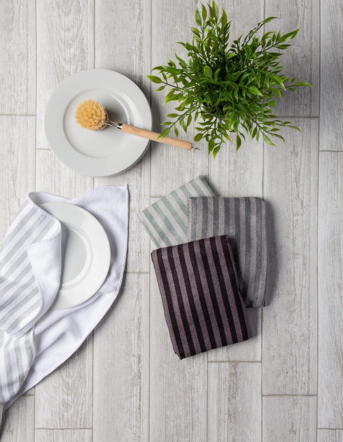 Set DII Cleaning Collection Multi-Purpose Microfiber, Gray Stripes, Dishtowel