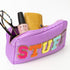 Fablinks Pink Nylon Cosmetic Bag - Chenille Letter Patches Design
