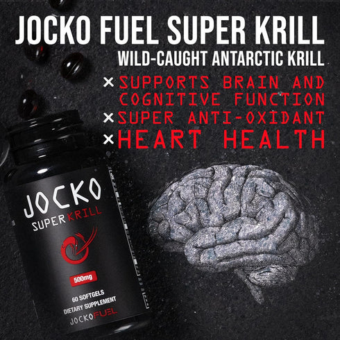Jocko Fuel Antarctic Krill Oil Omega 3 Fatty Acid Supplements, 1000mg Softgels, 60 Softgels