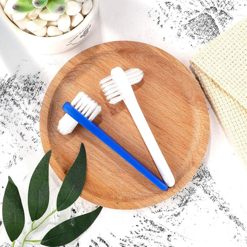 Denture Brush Dual Head Toothbrushes, Hard Cleaning Brush for False Teeth, 2 Colors (6 Pieces)