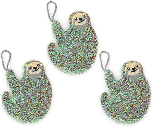 Kikkerland Reusable Sloth Scrub Sponge Cleaning Supplies for Kitchen, Home Essentials Fun
