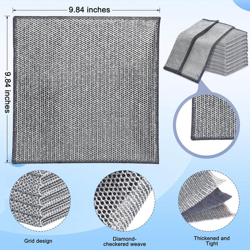 10 Pcs New Upgrade 3-Layer Non-Scratch Wire Dishcloth, Non-Scratch Dishwashing Rags for Kitchen Cleaning