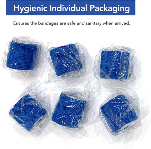 RISEN Cohesive Bandage 2” x 5 Yards, 6 Rolls Self Adherent Wrap Medical Tape for First Aid