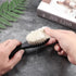 Shappy 2 Pieces Barber Fade Brush and Neck Duster Cleaning Grooming Tool with Wooden Handle (Black)