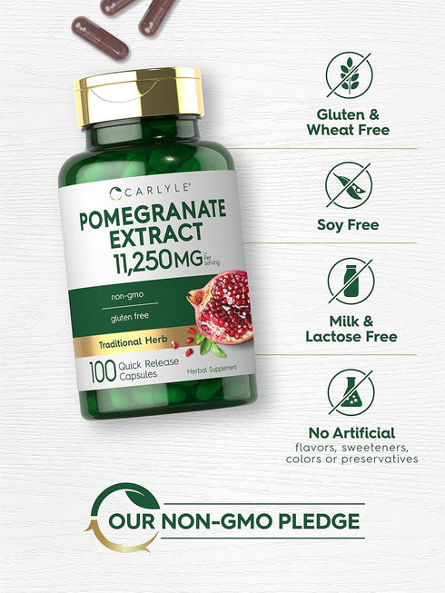 Carlyle Pomegranate Extract | 11250mg | 100 Capsules - Non-GMO, Gluten Free Traditional Herb