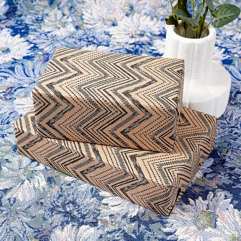 Ulmasinn Kraft Gift Wrapping Paper Roll, 17 Inches X 33 Feet Ethnic Tribal Minimalist Geometric Pattern for Parties