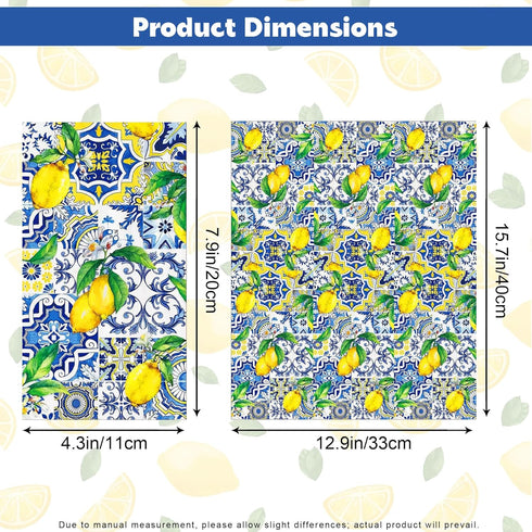 Ysqool 20 Summer Pcs Lemon Napkins, Blue and Yellow Tile Lemon Disposable Guest Towels, Fruit Napkins Decorative Paper