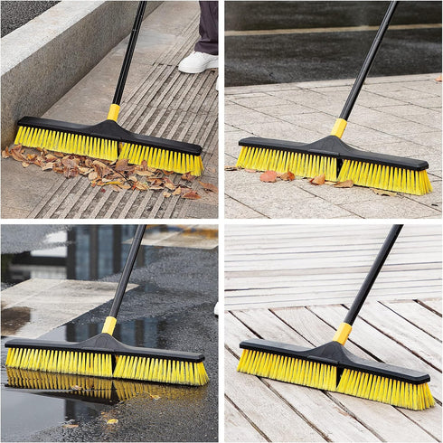 Yocada 24 inch Push Broom Brush, 65.3 inch Long Handle Heavy-Duty Outdoor Commercial Broom for Cleaning