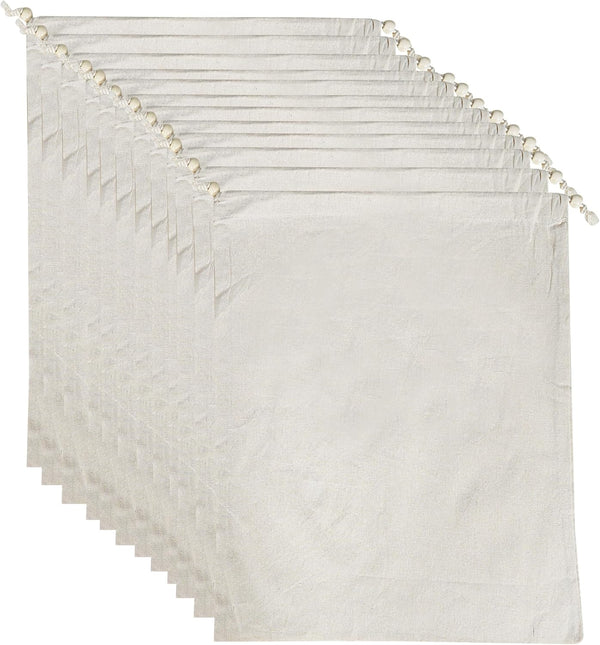 VillageCulture Muslin Drawstring Bags Pack of 6 Pcs Unbleached Reusable bags Favor Pouches