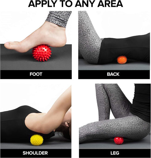 OCTOROX 3-inch Spiky Massage Balls for Feet, Back, Hands, Muscles - Firm, Medium and Soft Spiked Massager Rollers