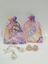 100pcs Sheer Organza Favor Bags, Rattan Print Gift Bags, Drawstring Pouches for Wedding Baby Shower (3x4 inch, coral