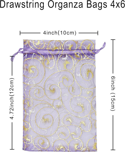 100PCS Small Organza Bags 4x6 inch Mesh Jewelry Drawstring Gift Bags for Wedding Party Shower Favor, Reusable Candy