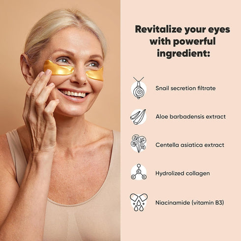 LE GUSHE Under Eye Mask & Patches (20 Pairs) - Gold Eye Mask with Collagen & Amino Acid for Puffy Eyes & Dark Circles