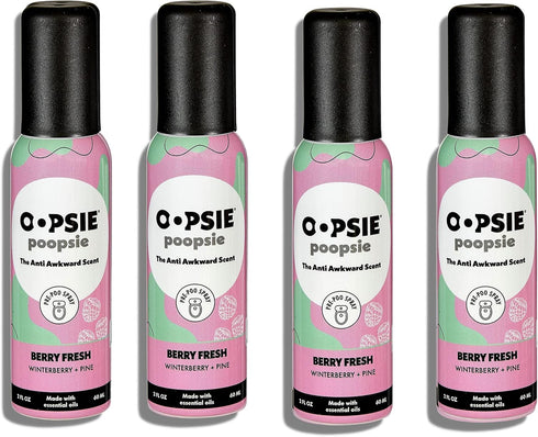Berry Fresh Before & After You Go Toilet Spray 2oz - Portable Odor Eliminator, 4 Pack