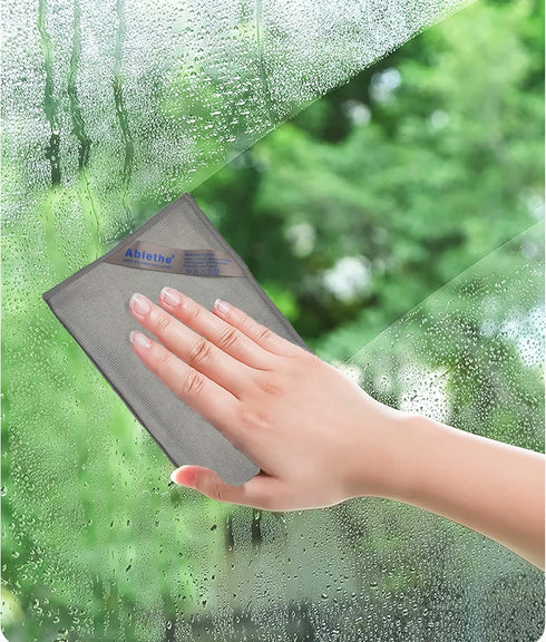 Window Cleaning Cloth - Microfiber Cleaning Cloth, Premium Polishing Rags, Lint Free, Streak Free (Grey, Purple