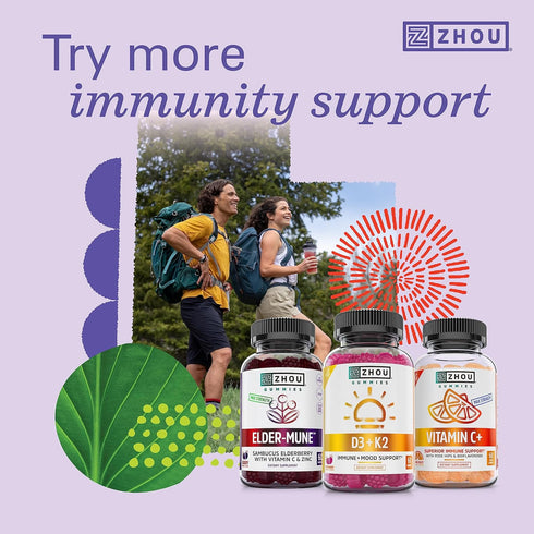 Zhou Nutrition Daily Boost Multivitamin, 30 Servings | Probiotic, Zinc, Vitamin C, D3, B Complex for Immune Support