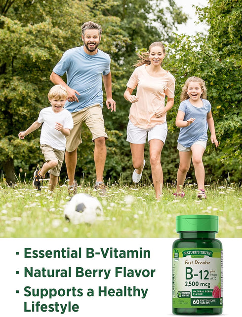 Nature's Truth B12 Vitamin | 60 Sublingual Tablets | 2500 mcg | Vegetarian, Non-GMO, Gluten Free